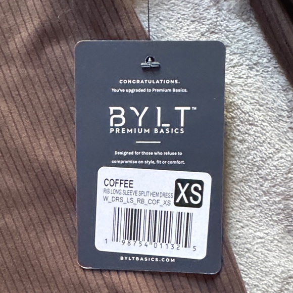 BYLT Basics Brown Ribbed Dress - Picture 2 of 6
